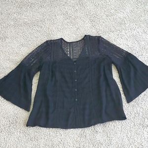 Black bell sleeve top